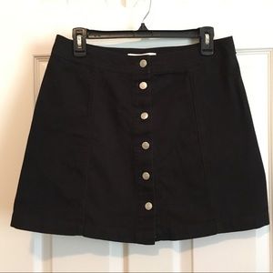 Black Denim Button Down Skirt, Size L